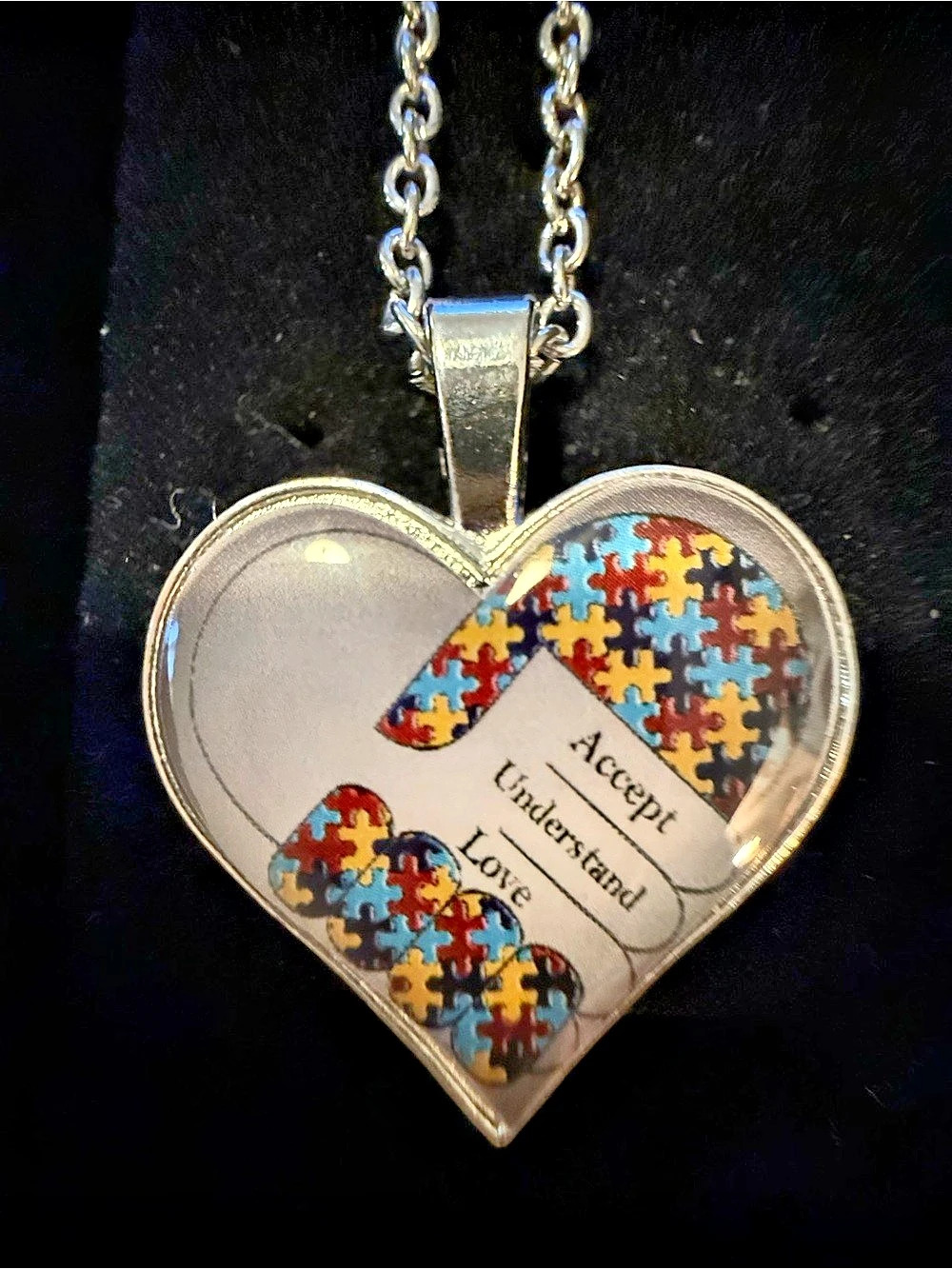 Heart Puzzle Piece Pendant Necklace - Picture 3 of 3